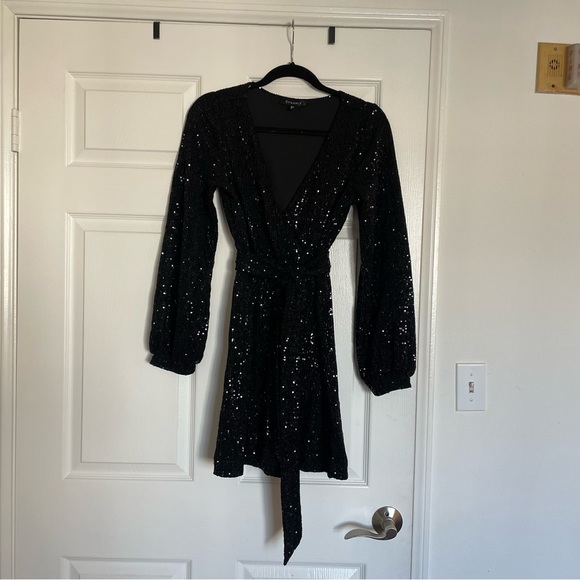 Dynamite Sequin Wrap Dress - Picture 3 of 7